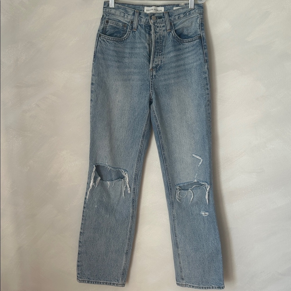 DENIM FORUM Sz 24L The Joni High Rise Loose Light  Wash Button Fly Jeans - Picture 3 of 9